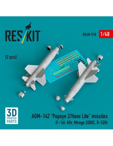 AGM-142 Popeye 2/Have Lite missiles (2 pcs) (F-16I, Kfir, Mirage 2000C, B-52H) (3D Printed) 