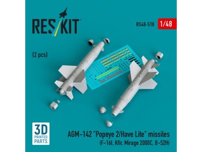 AGM-142 Popeye 2/Have Lite missiles (2 pcs) (F-16I, Kfir, Mirage 2000C, B-52H) (3D Printed) 