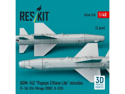AGM-142 Popeye 2/Have Lite missiles (2 pcs) (F-16I, Kfir, Mirage 2000C, B-52H) (3D Printed) 