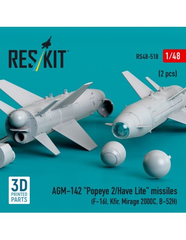 AGM-142 Popeye 2/Have Lite missiles (2 pcs) (F-16I, Kfir, Mirage 2000C, B-52H) (3D Printed) 
