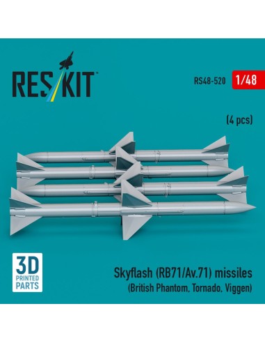 Skyflash (RB71/Av.71) missiles (4 pcs) (British Phantom, Tornado, Viggen) (3D Printed) 