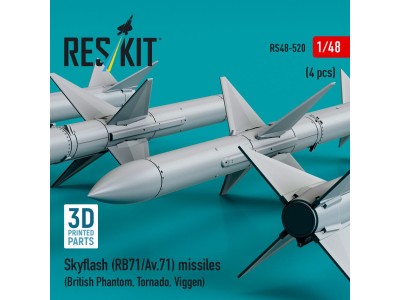 Skyflash (RB71/Av.71) missiles (4 pcs) (British Phantom, Tornado, Viggen) (3D Printed) 