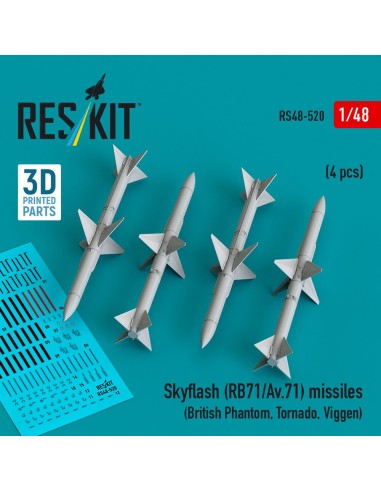 Skyflash (RB71/Av.71) missiles (4 pcs) (British Phantom, Tornado, Viggen) (3D Printed) 