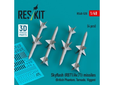 Skyflash (RB71/Av.71) missiles (4 pcs) (British Phantom, Tornado, Viggen) (3D Printed) 