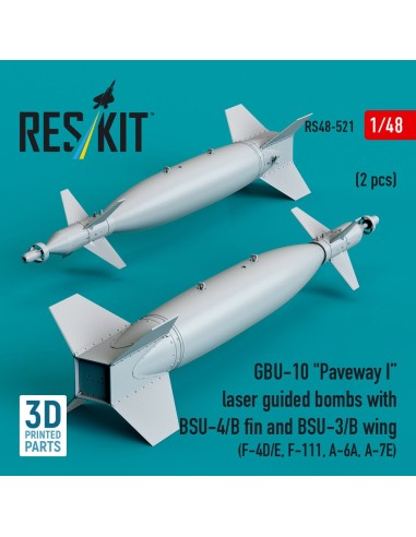 GBU-10 Paveway I laser guided bombs with BSU-4/B fin and BSU-3/B wing (2 pcs) (F-4D/E, F-111, A-6A, A-7E) (3D Printed) 