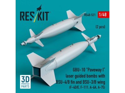 GBU-10 Paveway I laser guided bombs with BSU-4/B fin and BSU-3/B wing (2 pcs) (F-4D/E, F-111, A-6A, A-7E) (3D Printed) 