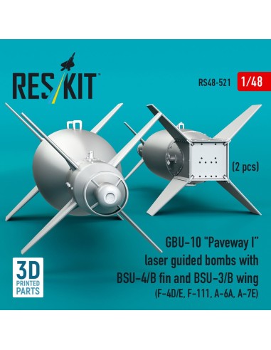 GBU-10 Paveway I laser guided bombs with BSU-4/B fin and BSU-3/B wing (2 pcs) (F-4D/E, F-111, A-6A, A-7E) (3D Printed) 