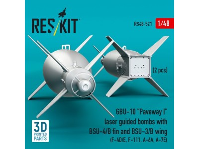 GBU-10 Paveway I laser guided bombs with BSU-4/B fin and BSU-3/B wing (2 pcs) (F-4D/E, F-111, A-6A, A-7E) (3D Printed) 