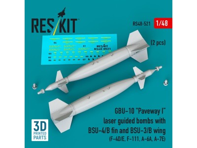 GBU-10 Paveway I laser guided bombs with BSU-4/B fin and BSU-3/B wing (2 pcs) (F-4D/E, F-111, A-6A, A-7E) (3D Printed) 