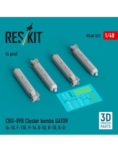 CBU-89B cluster bombs GATOR (4 pcs) (A-10, F-15E, F-16, B-52, B-1B, B-2) (3D Printed) 