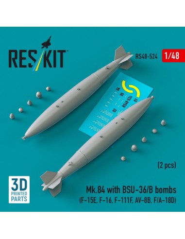 Mk.84 with BSU-36/B bombs (2 pcs) (F-15E, F-16, F-111F, AV-8B, F/A-18D) (3D Printed) 