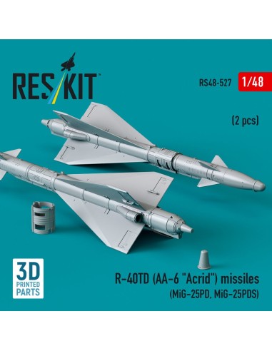 R-40TD (AA-6 Acrid) missiles (2 pcs) (MiG-25PD, MiG-25PDS) (3D printed) 