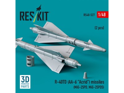 R-40TD (AA-6 Acrid) missiles (2 pcs) (MiG-25PD, MiG-25PDS) (3D printed) 