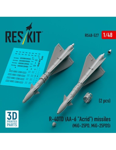 R-40TD (AA-6 Acrid) missiles (2 pcs) (MiG-25PD, MiG-25PDS) (3D printed) 
