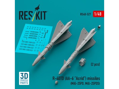 R-40TD (AA-6 Acrid) missiles (2 pcs) (MiG-25PD, MiG-25PDS) (3D printed) 