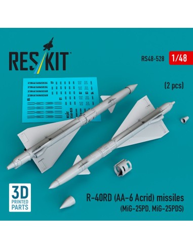 R-40RD (AA-6 Acrid) missiles (2 pcs) (MiG-25PD, MiG-25PDS) (3D printed) 