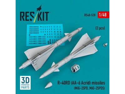 R-40RD (AA-6 Acrid) missiles (2 pcs) (MiG-25PD, MiG-25PDS) (3D printed) 