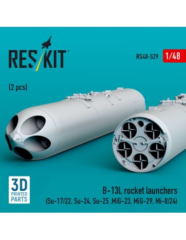 B-13L rocket launchers (2 pcs) (Su-17/22, Su-24, Su-25 ,MiG-23, MiG-29, Mi-8/24) (3D Printed) 