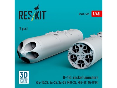 B-13L rocket launchers (2 pcs) (Su-17/22, Su-24, Su-25 ,MiG-23, MiG-29, Mi-8/24) (3D Printed) 
