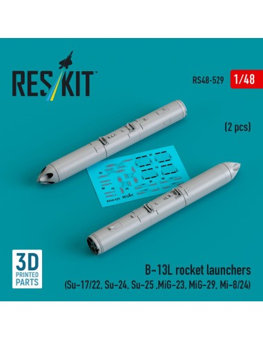 B-13L rocket launchers (2 pcs) (Su-17/22, Su-24, Su-25 ,MiG-23, MiG-29, Mi-8/24) (3D Printed) 