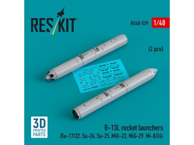 B-13L rocket launchers (2 pcs) (Su-17/22, Su-24, Su-25 ,MiG-23, MiG-29, Mi-8/24) (3D Printed) 