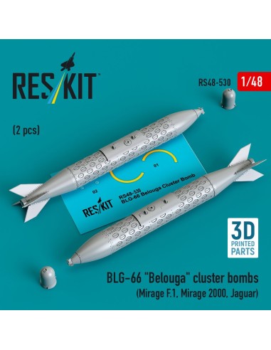 BLG-66 Belouga cluster bombs (2 pcs) (Mirage F.1, Mirage 2000, Jaguar) (3D Printed) 