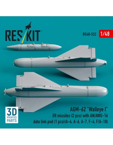 AGM-62 Walleye I ER missiles (2 pcs) with AN/AWG-16 data link pod (1 pcs) (A-4, A-6, A-7, F-4, F/A-18) (3D Printed) 