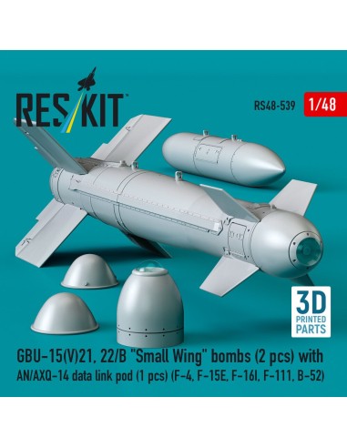 GBU-15(V)21, 22/B Small Wing bombs (2 pcs) with AN/AXQ-14 data link pod (1 pcs) (F-4, F-15E, F-16I, F-111, B-52) (3D Printed) 
