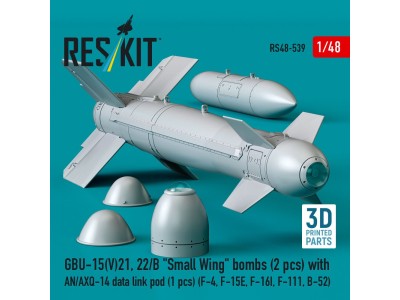 GBU-15(V)21, 22/B Small Wing bombs (2 pcs) with AN/AXQ-14 data link pod (1 pcs) (F-4, F-15E, F-16I, F-111, B-52) (3D Printed) 