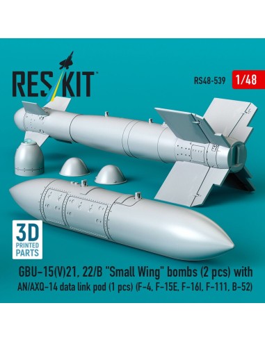 GBU-15(V)21, 22/B Small Wing bombs (2 pcs) with AN/AXQ-14 data link pod (1 pcs) (F-4, F-15E, F-16I, F-111, B-52) (3D Printed) 