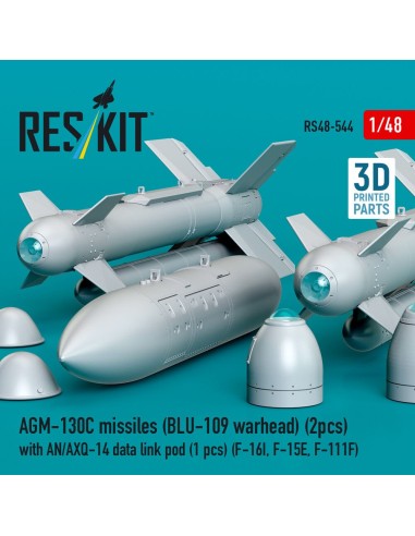 AGM-130C missiles (2 pcs) (BLU-109 warhead) with AN/AXQ-14 data link pod (1 pcs) (F-16I, F-15E, F-111F) (3D Printed) 