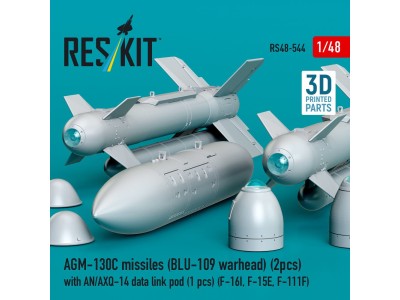 AGM-130C missiles (2 pcs) (BLU-109 warhead) with AN/AXQ-14 data link pod (1 pcs) (F-16I, F-15E, F-111F) (3D Printed) 
