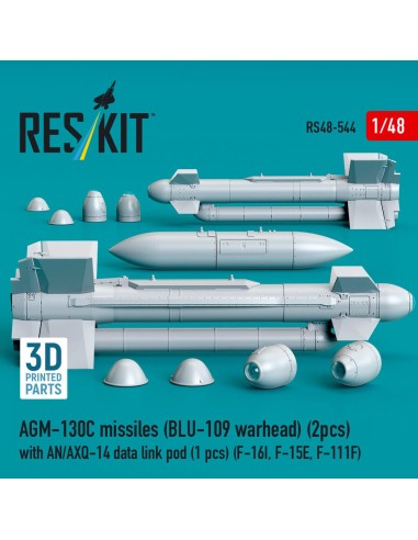 AGM-130C missiles (2 pcs) (BLU-109 warhead) with AN/AXQ-14 data link pod (1 pcs) (F-16I, F-15E, F-111F) (3D Printed) 