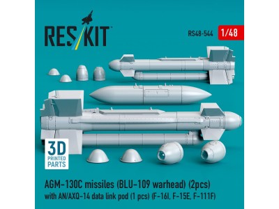 AGM-130C missiles (2 pcs) (BLU-109 warhead) with AN/AXQ-14 data link pod (1 pcs) (F-16I, F-15E, F-111F) (3D Printed) 