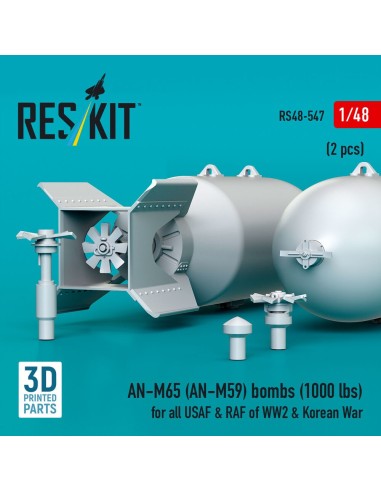 AN-M65 (AN-M59) bombs (2 pcs) (1000 lbs) for all USAF & RAF of WW2 & Korean War (3D Printed) 