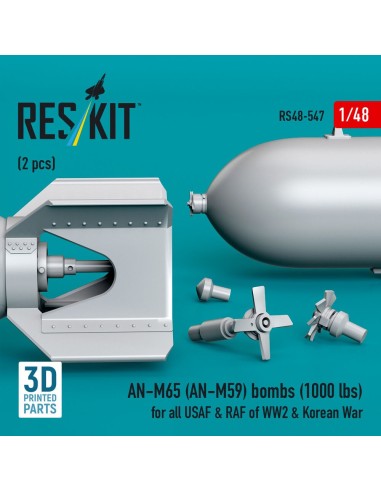 AN-M65 (AN-M59) bombs (2 pcs) (1000 lbs) for all USAF & RAF of WW2 & Korean War (3D Printed) 