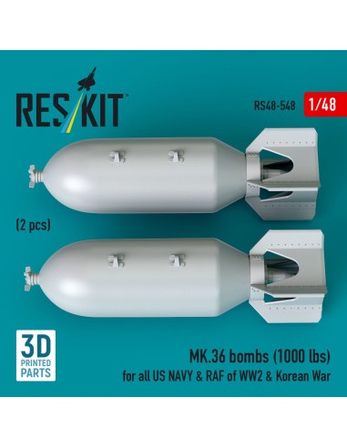 MK.36 bombs (2 pcs) (1000 lbs) for all US NAVY & RAF of WW2 & Korean War (3D Printed) 