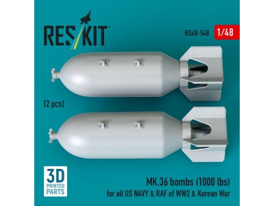 MK.36 bombs (2 pcs) (1000 lbs) for all US NAVY & RAF of WW2 & Korean War (3D Printed) 