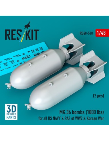 MK.36 bombs (2 pcs) (1000 lbs) for all US NAVY & RAF of WW2 & Korean War (3D Printed) 