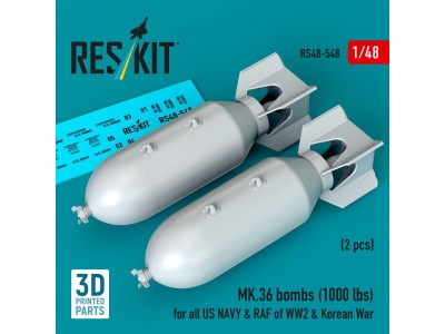 MK.36 bombs (2 pcs) (1000 lbs) for all US NAVY & RAF of WW2 & Korean War (3D Printed) 