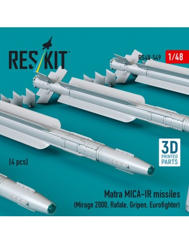 Matra MICA-IR missiles (4 pcs) (Mirage 2000, Rafale, Gripen, Eurofighter) (3D Printed) 