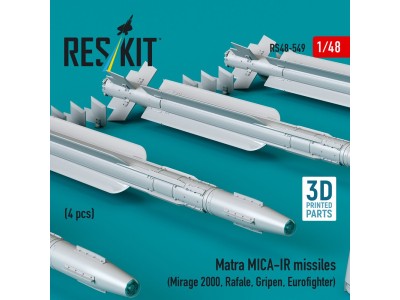 Matra MICA-IR missiles (4 pcs) (Mirage 2000, Rafale, Gripen, Eurofighter) (3D Printed) 