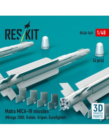 Matra MICA-IR missiles (4 pcs) (Mirage 2000, Rafale, Gripen, Eurofighter) (3D Printed) 