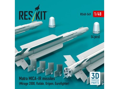 Matra MICA-IR missiles (4 pcs) (Mirage 2000, Rafale, Gripen, Eurofighter) (3D Printed) 