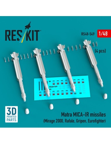 Matra MICA-IR missiles (4 pcs) (Mirage 2000, Rafale, Gripen, Eurofighter) (3D Printed) 