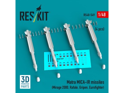 Matra MICA-IR missiles (4 pcs) (Mirage 2000, Rafale, Gripen, Eurofighter) (3D Printed) 