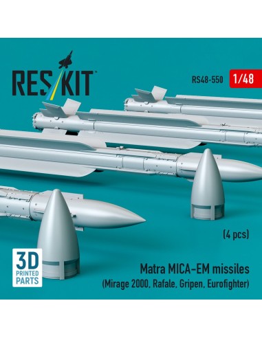 Matra MICA-EM missiles (4 pcs) (Mirage 2000, Rafale, Gripen, Eurofighter) (3D Printed) 