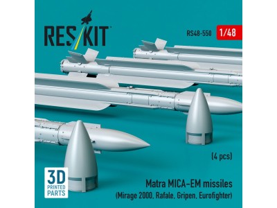 Matra MICA-EM missiles (4 pcs) (Mirage 2000, Rafale, Gripen, Eurofighter) (3D Printed) 