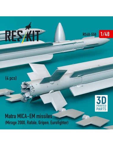 Matra MICA-EM missiles (4 pcs) (Mirage 2000, Rafale, Gripen, Eurofighter) (3D Printed) 
