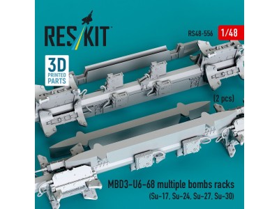 MBD3-U6-68 multiple bombs racks (2 pcs) (Su-17, Su-24, Su-27, Su-30) (3D Printed) 